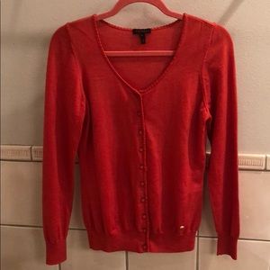 New Escada wool cashmere silk scoop neck button down Italian knit cardigan top